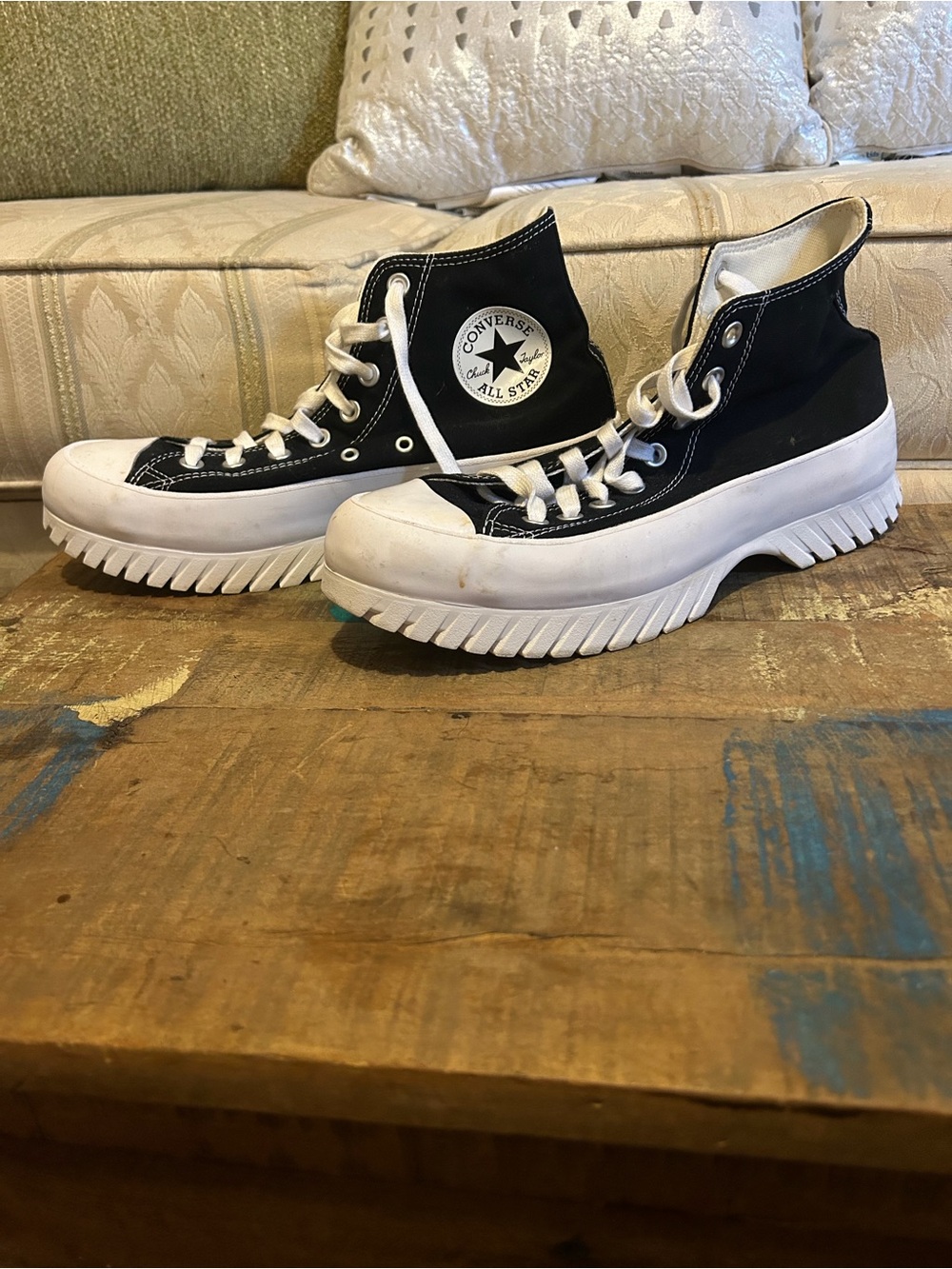 Converse Black and White High-Top Platform Sneakers